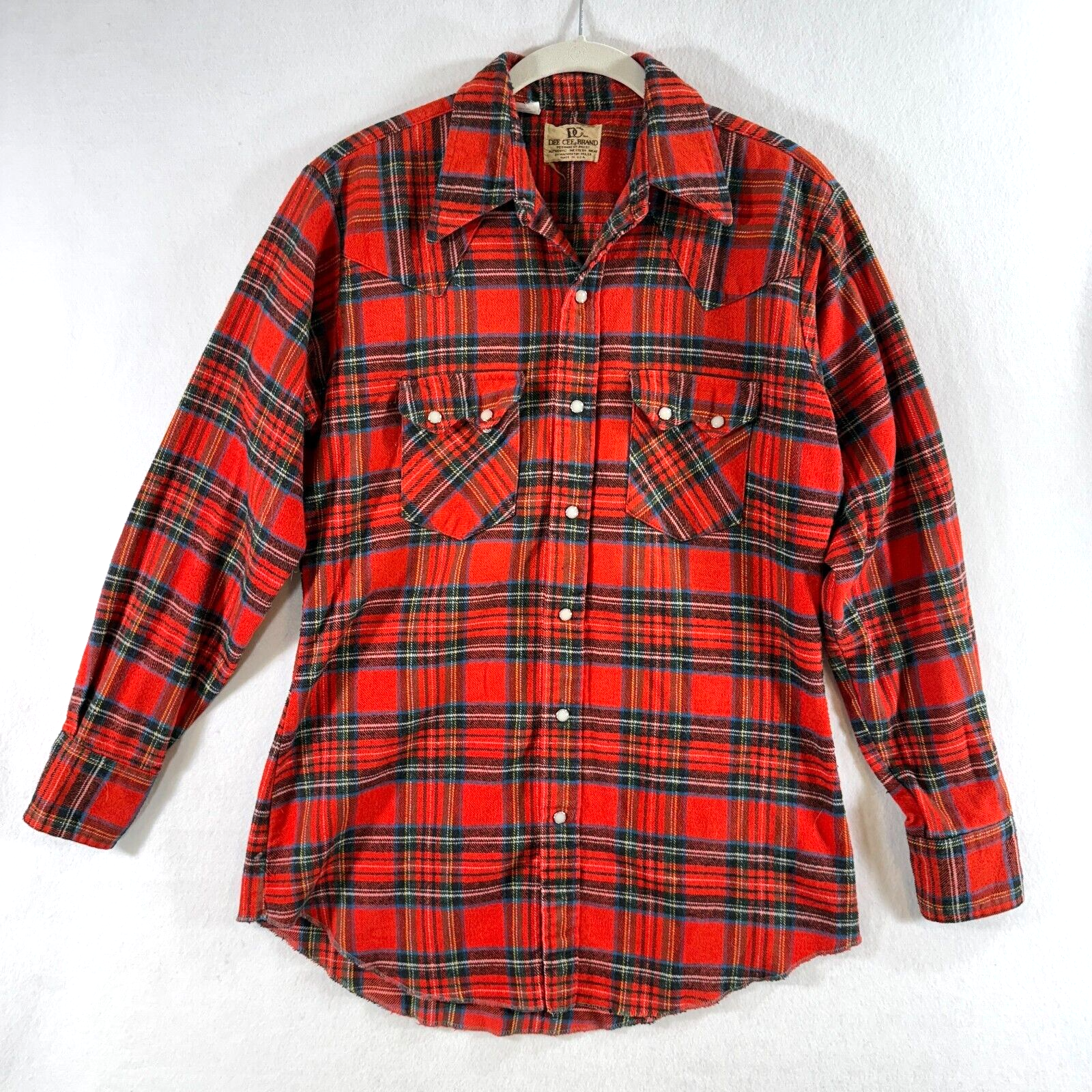 Vtg Dee Cee Brand Shirt Men 15.5/34 Red Western Wear Flannel