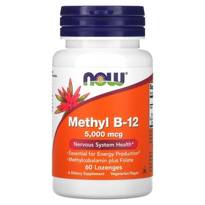 Now Foods Methyl B-12 5000 мкг 60 леденцов с гарантией качества GMP, веганский,
