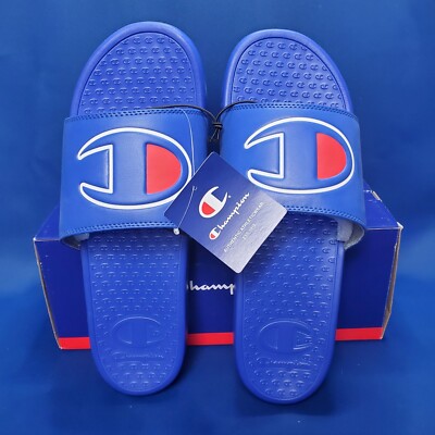 Champion Super Slide Blue Red White Men's Slide Sandals Size 14 New CP101312M