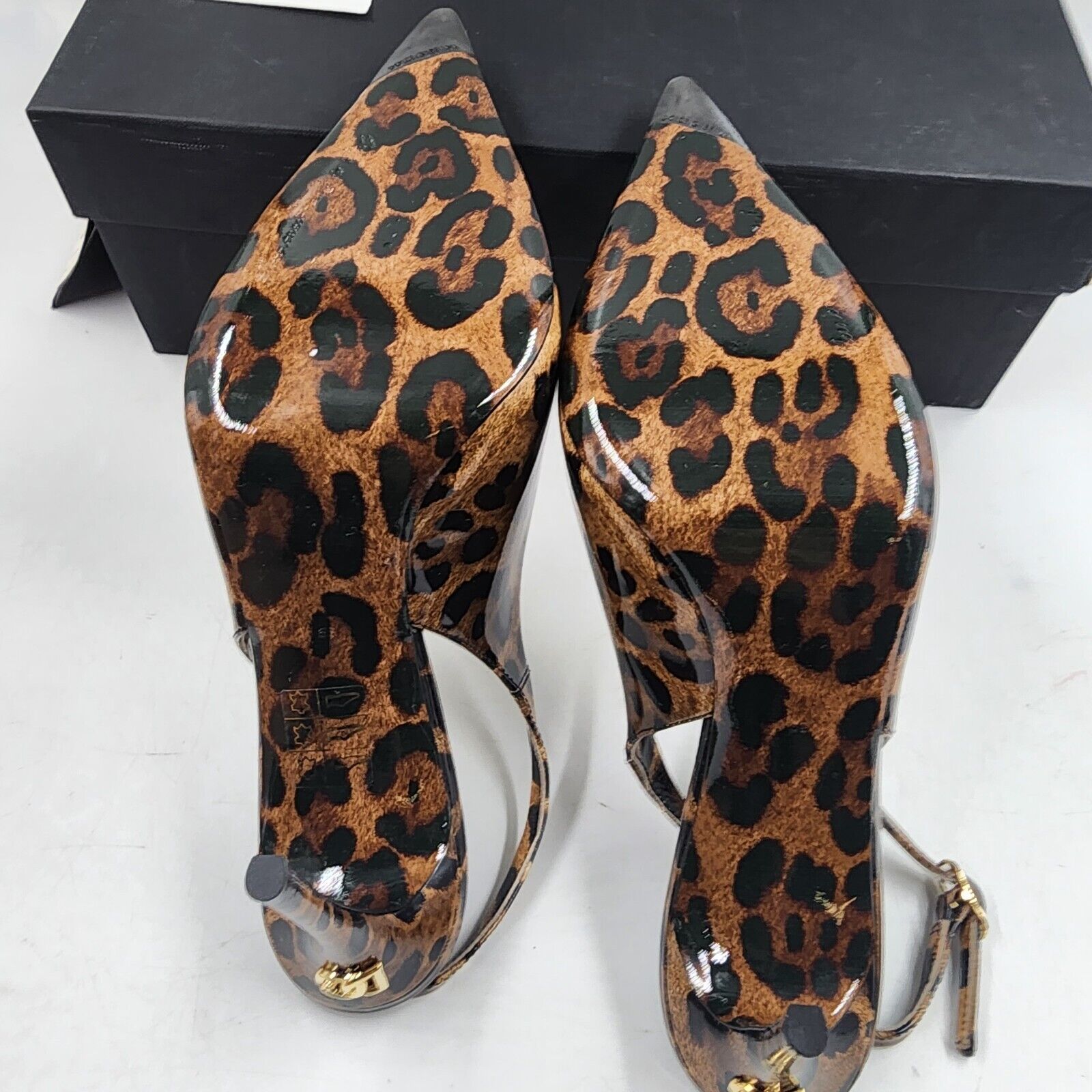 Pre-owned Dolce & Gabbana Leopard Print Slingback Pumps Women's 39/9us Brown Buckled