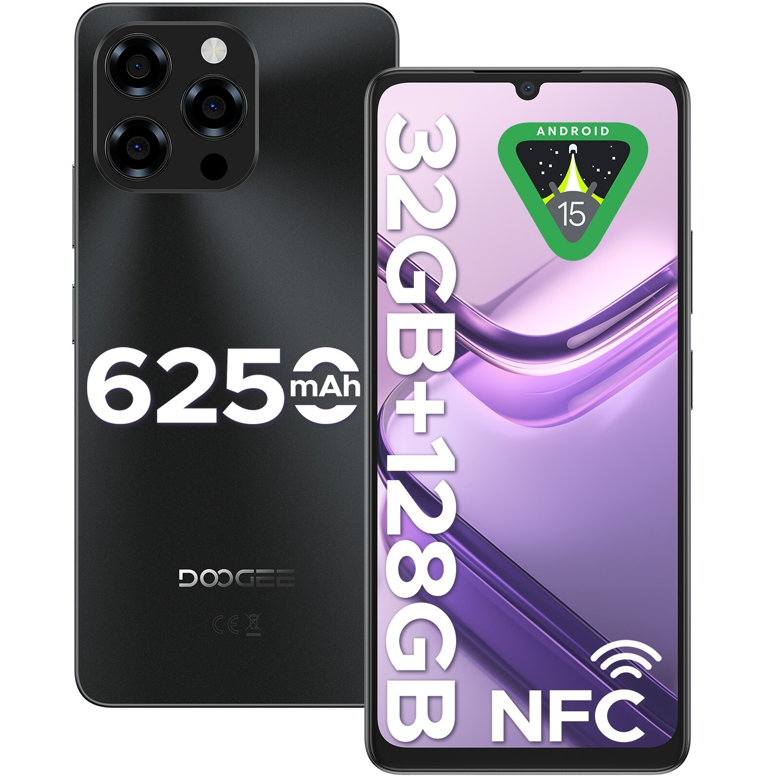 DOOGEE Note 58 128GB/32GB　ブラック DOOGEE Note 58 Unlocked Cell Phone, Android 15 Smartphone 32GB+