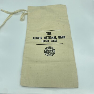 Vtg The Lufkin National Bank Coin Money Deposit Bag Lufkin Texas