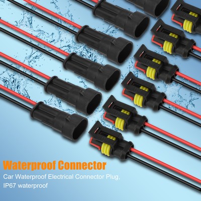 10-Pair Waterproof 12V 2-pin Electrical Wire Connector Plug Cable Boat Car truck