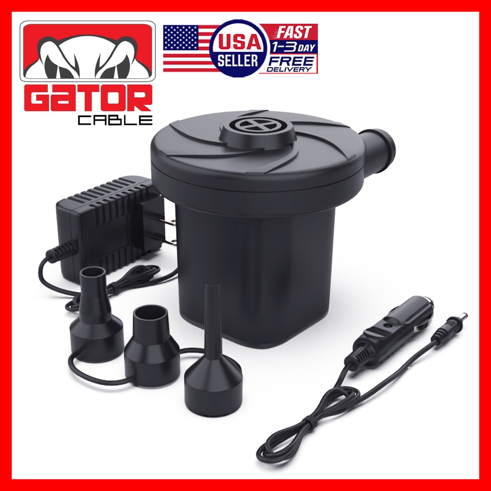 Electric Air Pump For Inflatable Pool Toys Air Mattress Camping Bed Car Portable