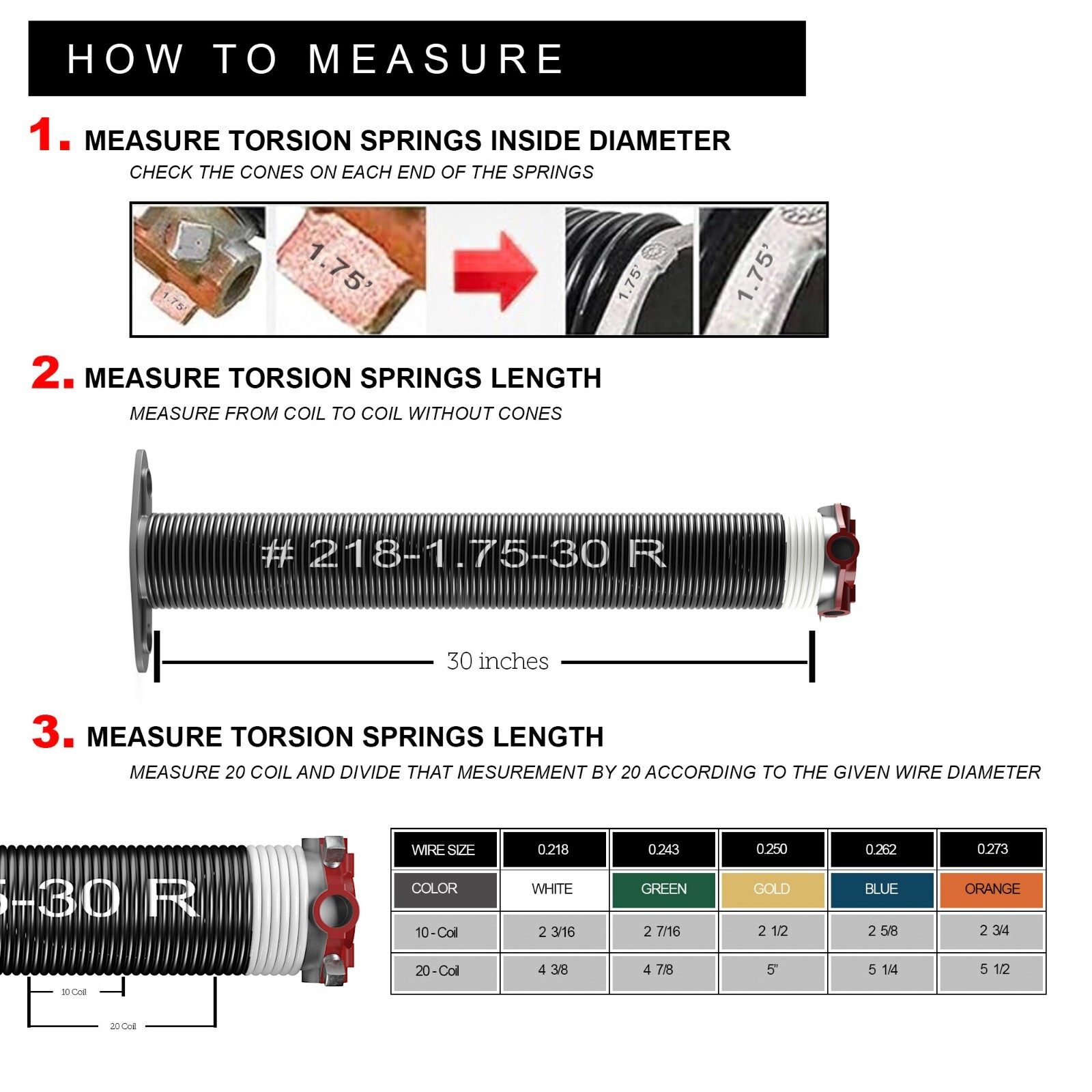 Pair of 1.75" Garage Door Torsion Springs Set 243x1.75x33 for Replacement