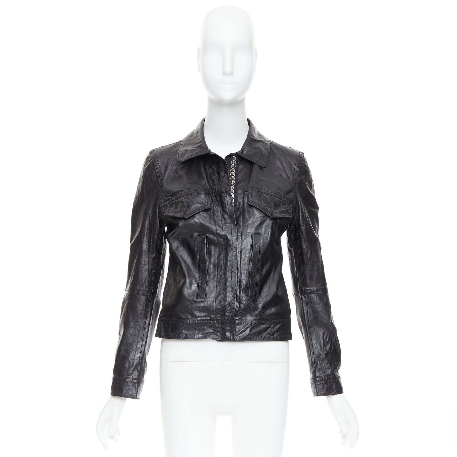 ANN DEMEULEMEESTER Vintage cow leather snap button cropped