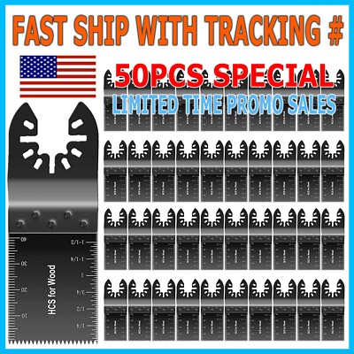 50Pcs Oscillating Multi Tool Saw Blades Wood Soft Metal Cutter For Dewalt Fein