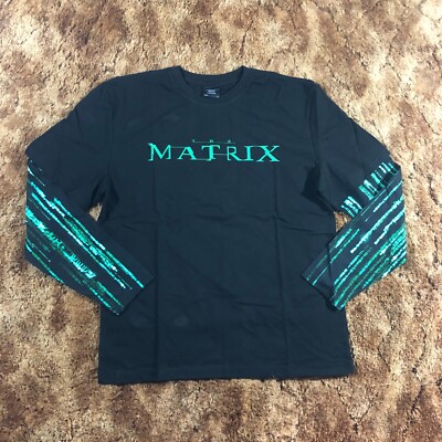 NEW Dumbgood x The Matrix Men Sz M Black Green Code Layered Long Sleeve Shirt