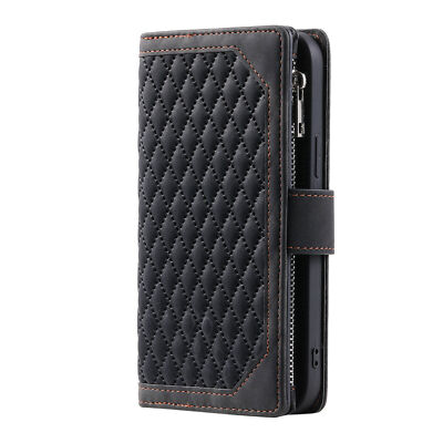 Grid Leather Wallet Phone Case For Xiaomi Note 10 Lite 12T 11 Ultra POCO X3