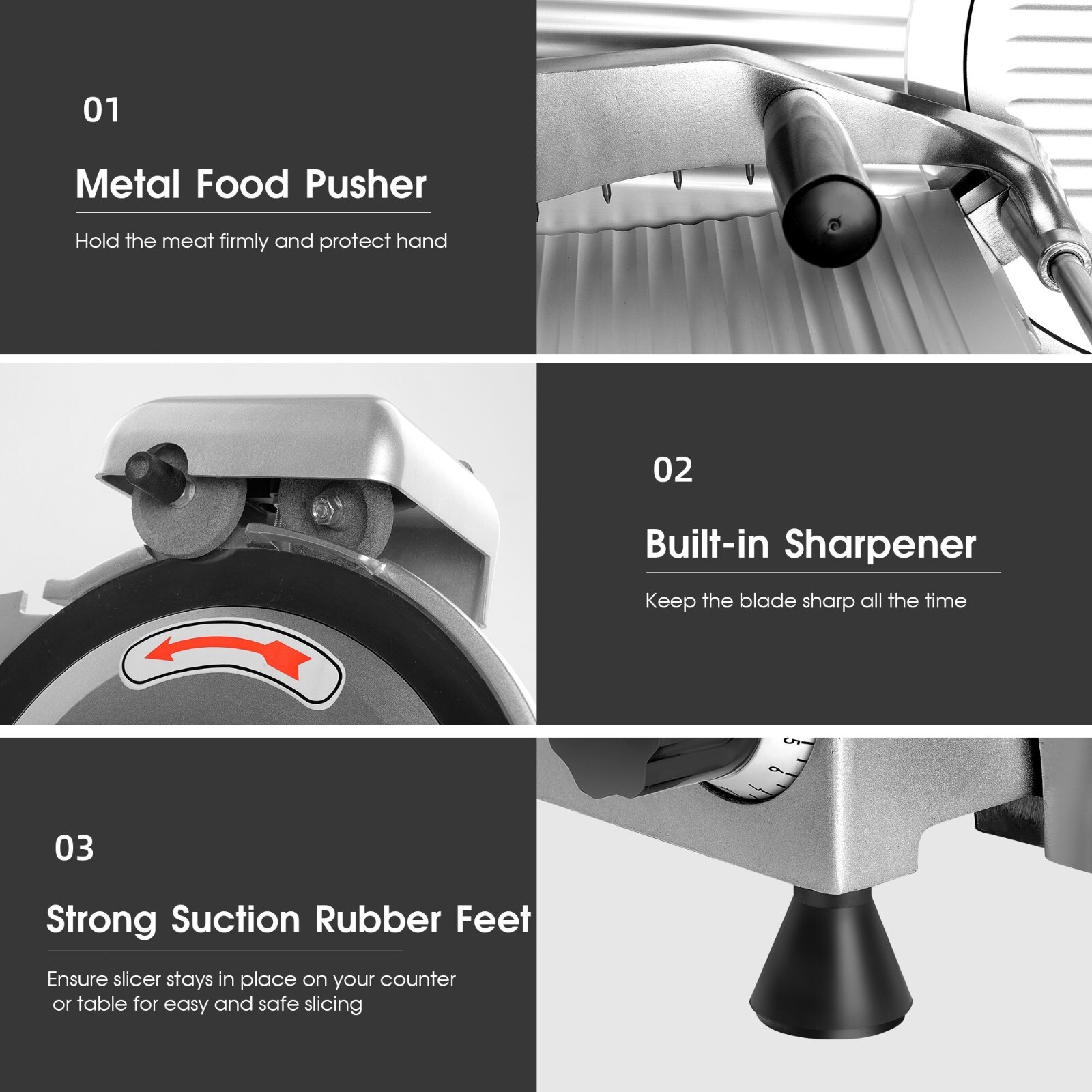 Zomagas Commercial Meat Slicer Machine 10 inch Frozen Meat Cheese Deli Slicer
