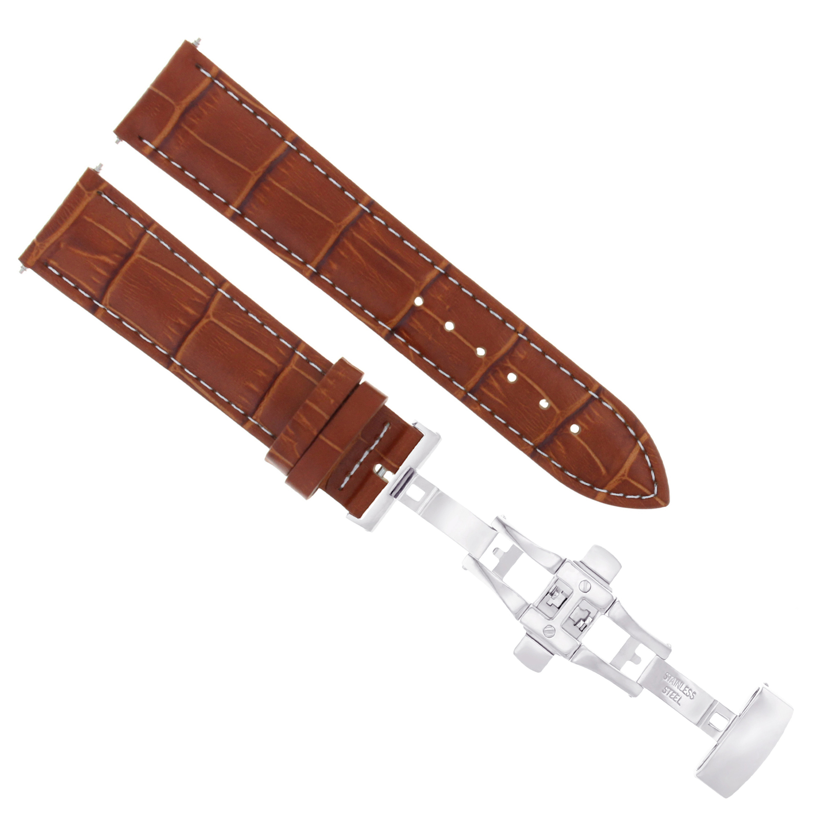 22MM LEATHER BAND STRAP DEPLOYMENT CLASP FOR ROLEX 3B Ewatchparts