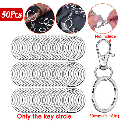 20/25/30mm Rustproof Split Ring Keychain Stainless Steel 50pcs Round Key Ring