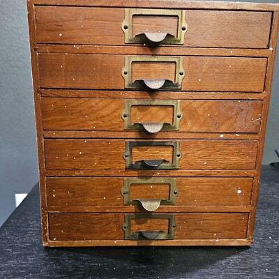 six drawer print makers cabinet ANTIQUE WOODEN WOOD weis college station desktop
