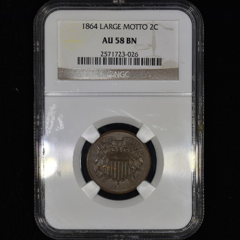 1864 2 CENT PIECE ✪ NGC AU-58 ✪ 2C COIN