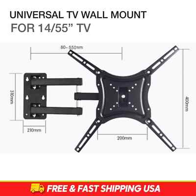Full Motion Adjustable LCD LED 14-55'' TV Wall Mount Bracket Stand Holder Home  