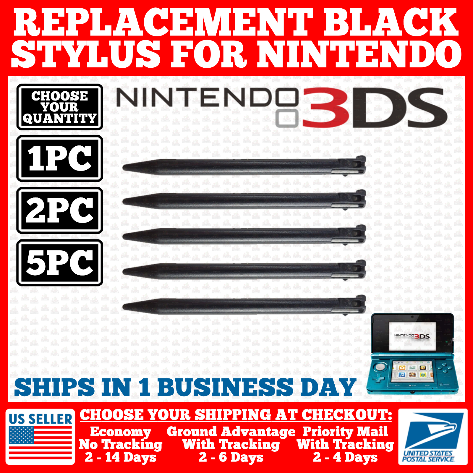 Stylus For Nintendo Original 3DS Black Plastic Pen Replacement 