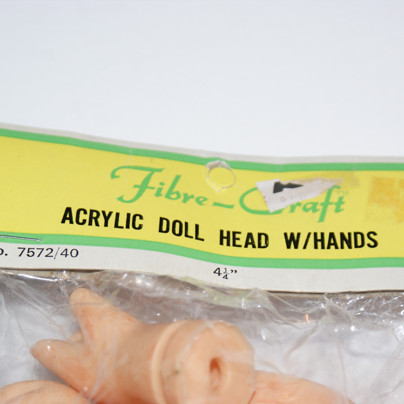 Bright Green Yarn Hair Doll Head and Hands Vintage #7542 Fibre Craft 4