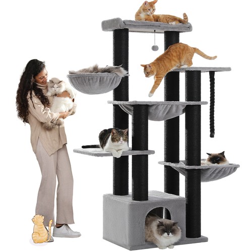 PAWZ Road 67" Cat Tree Tower with 13 Thick Sisal Scratching Posts (Dia=4.3") 