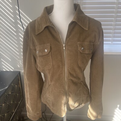 SISLEY  ladies vintage Zip Up 1970s  Collar Retro Jacket Brown Italian 8 Stylish