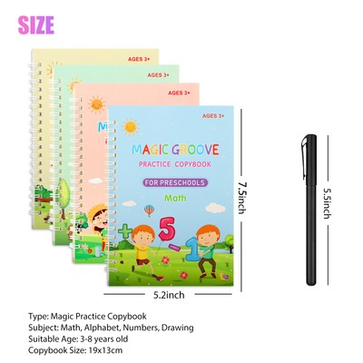 16Pcs Magic Practice Copybook Set Reusable English Number Calligraphy Book Kids