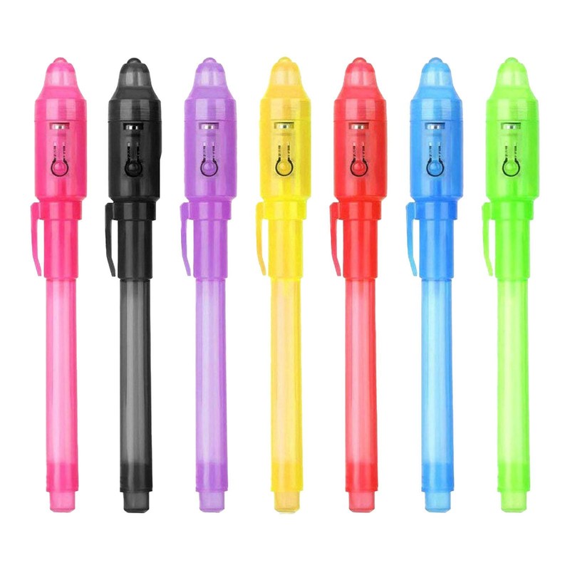 7pcs UV Light Invisible Ink Spy Pen Magic Secret Marker Message Pens Kids Toy