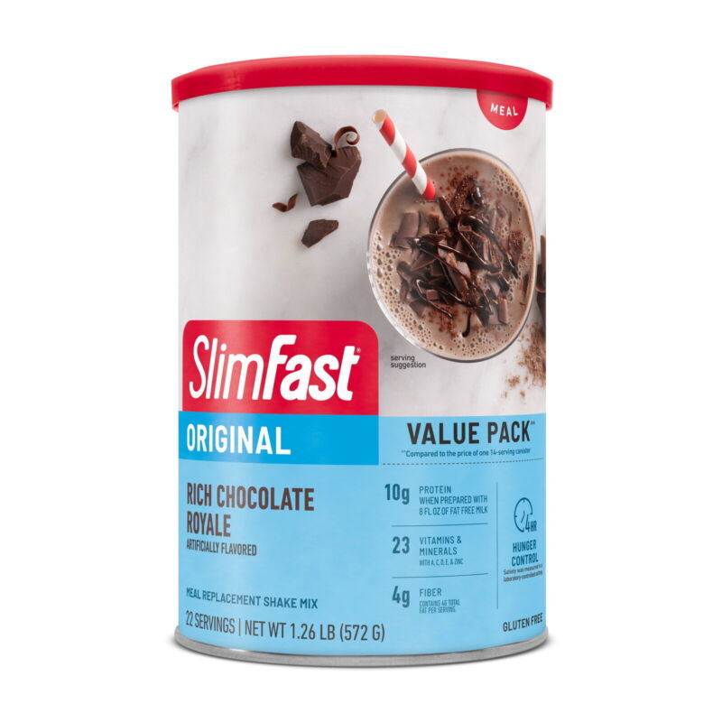 SlimFast Original Meal Replacement Shake Mix, Rich Chocolate Royale, 20.18 Oz