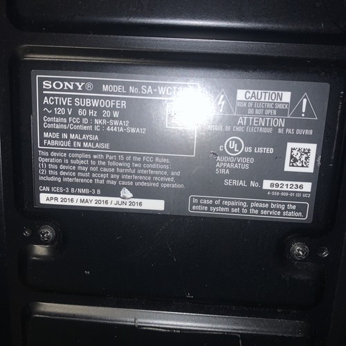 Sony SA-WCT380 Wireless Active Subwoofer