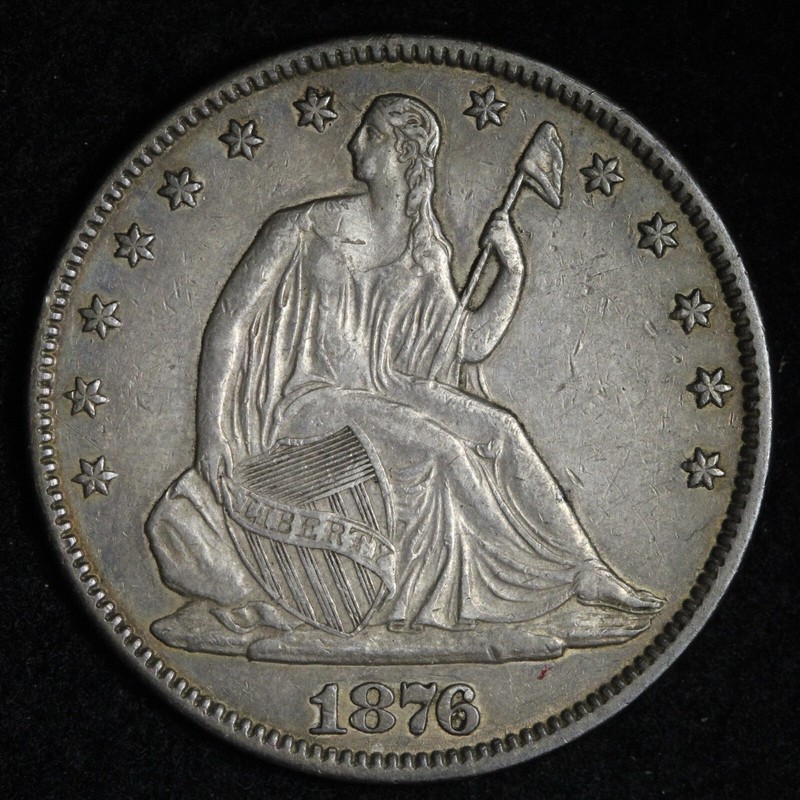 1876 Seated Liberty Silver Half Dollar AU E196 SACHA
