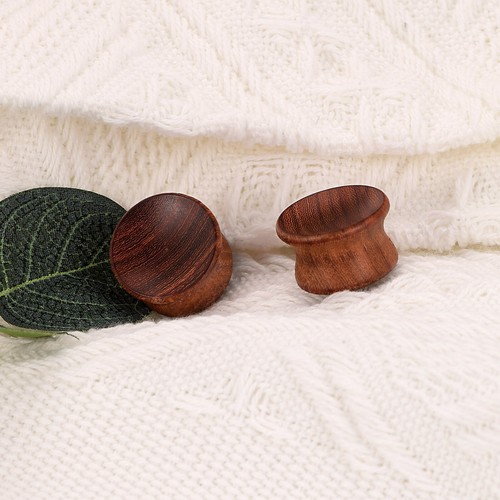 2pcs Wood Ear Gauges One Side Concave Ear Plugs Wooden Ear Expander Flesh Tunnel