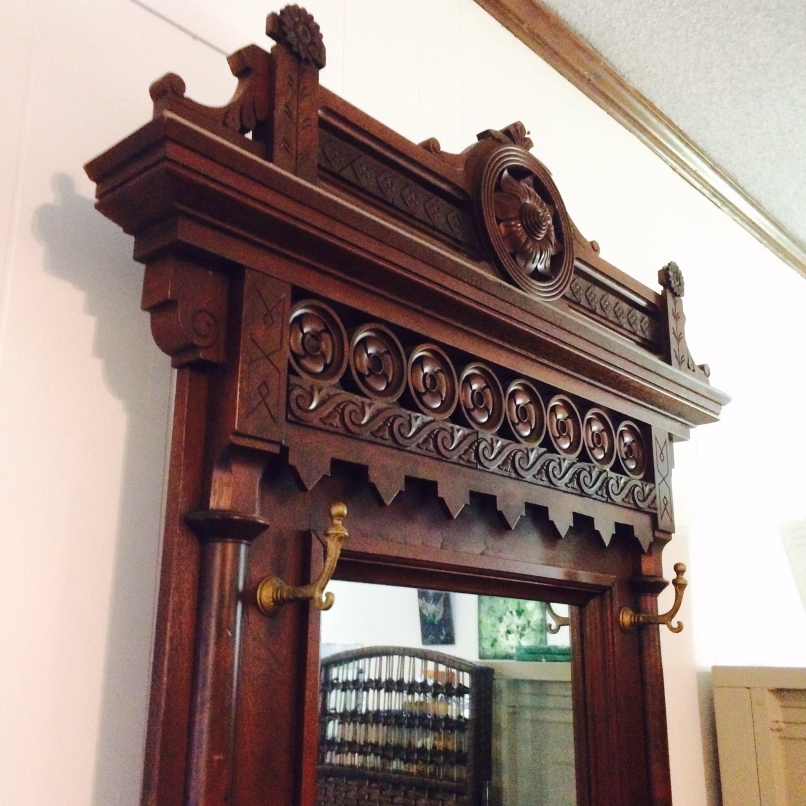 Regal Large Walnut Victorian Original Finish Marble Top Hall Tree Stand ~Ca.1870