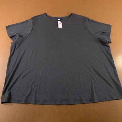 Old Navy Women's Size 3X Gray Short Sleeve Luxe Ribbed Slub-Knit T-Shirt NWT