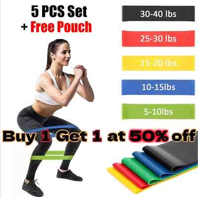 Resistance Bands Loop Set Strength Fitness Leg Exercise Yoga Workout Pull Up US