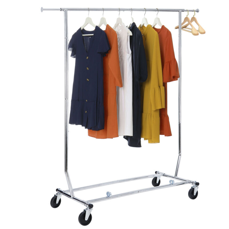 Simple Trending Extensible Clothes Garment Rack with Wheels for Hanging Clothes 