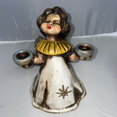 Vintage Thun Bozen Bolzano Angel Figurine Candle Holder Italy Blue Dress 7 