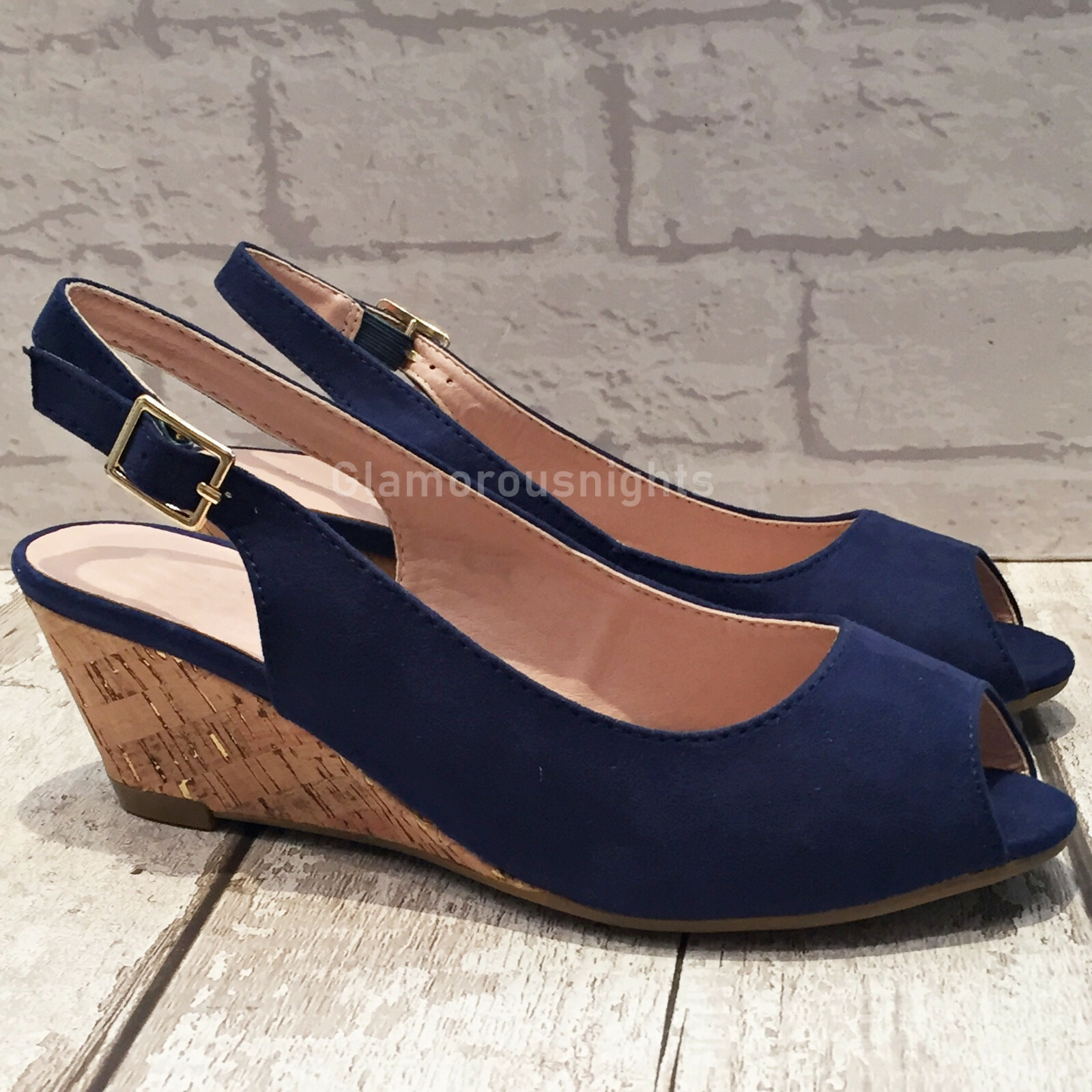 navy ladies wedges