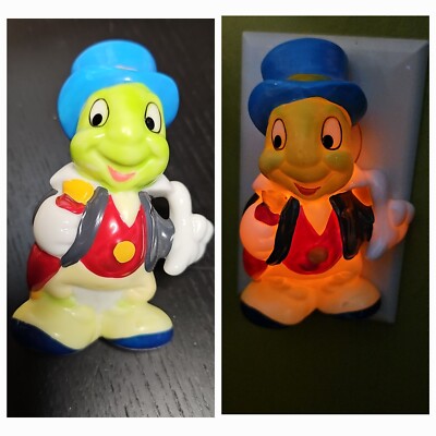 Vintage Schmid Walt Disney Co Jiminy Cricket Night Light Hand Painted Porcelain