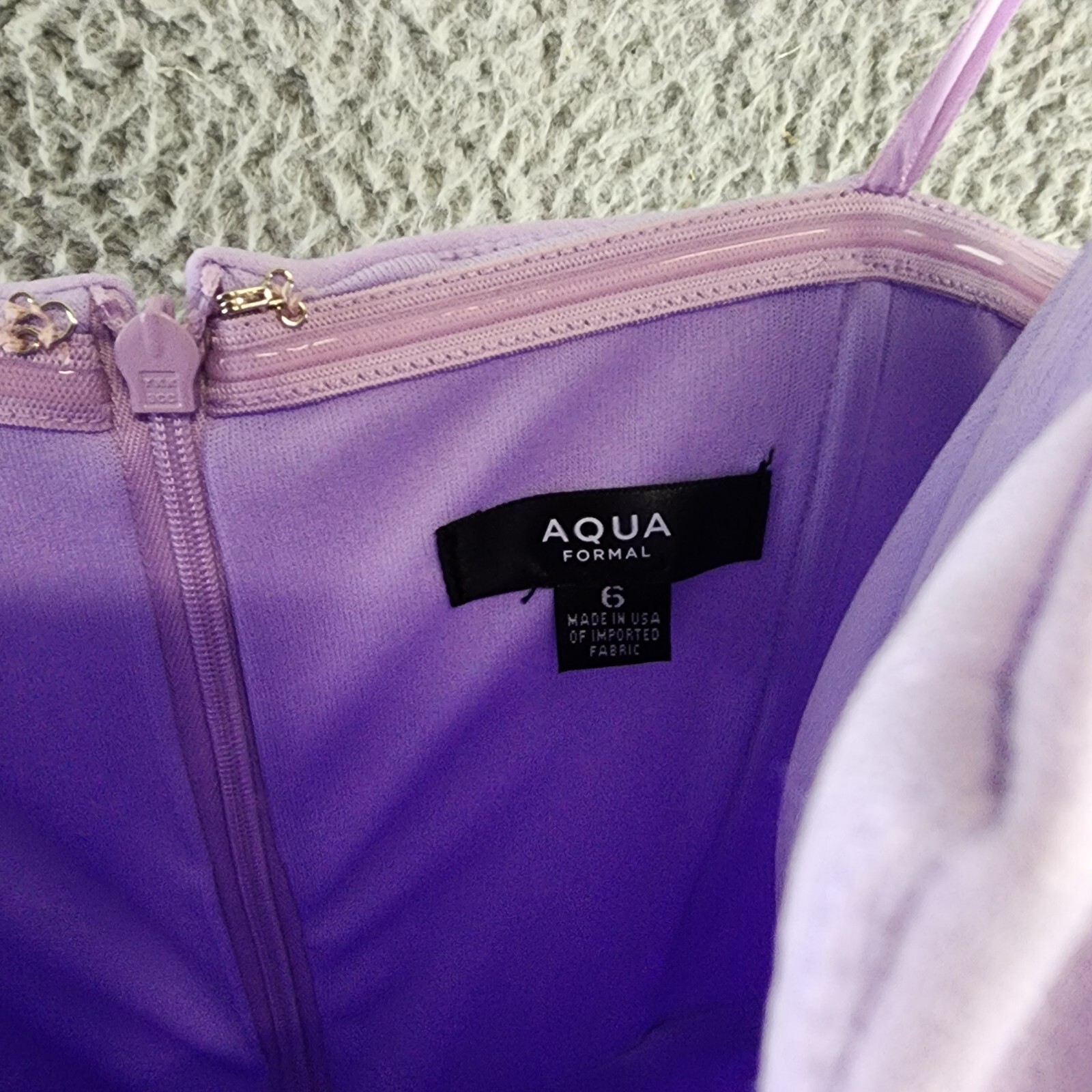 AQUA Scuba Crepe Strapless Gown Women's 6 Lilac Sweetheart Neck Back Zip Closure - Picture 9 of 13