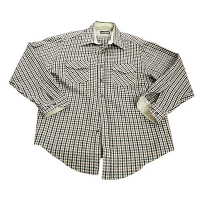 Sears Shirt Mens L Perma-Prest Green Plaid Button-Down SportsWear EUC