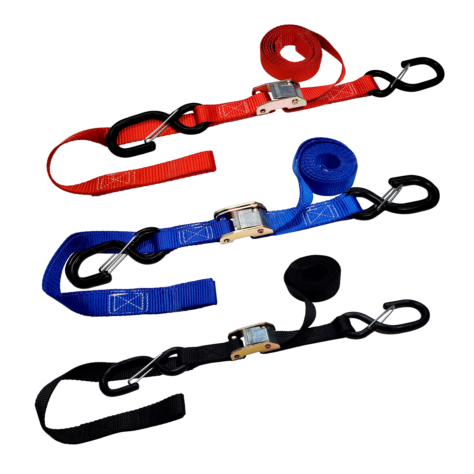 2 Pack 1" x 6' Cam Buckle Tie Down Strap w/ S Hook For Boat Motorcycle Bike