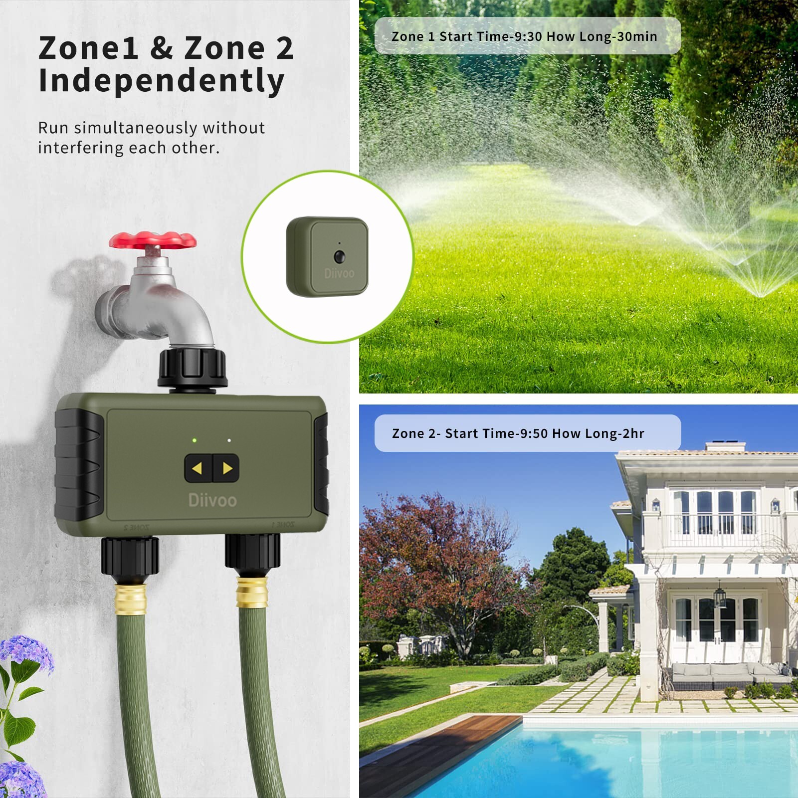 Sprinkler Water Timer 2 Outlet, Drip Watering Timer 2 Zone