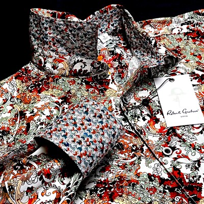 Robert Graham Floral Paisley Colorful Geometric Vibrant Motif L/S Shirt SMALL