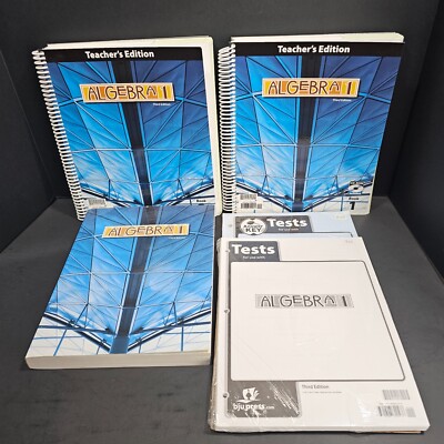 BJU Algebra 1 Student Text & Teacher's ed. 3rd edition W/ Tests & Key LIKE NEW