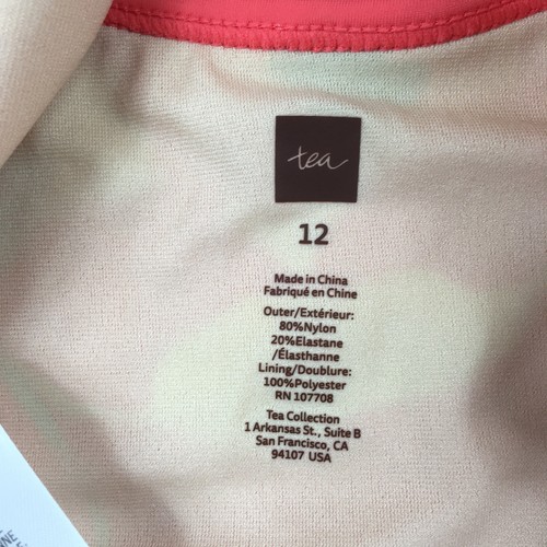 Tea Collection Halter Tie Passionfruit Ruffle Tankini Swim Top Guava Coral Sz 12