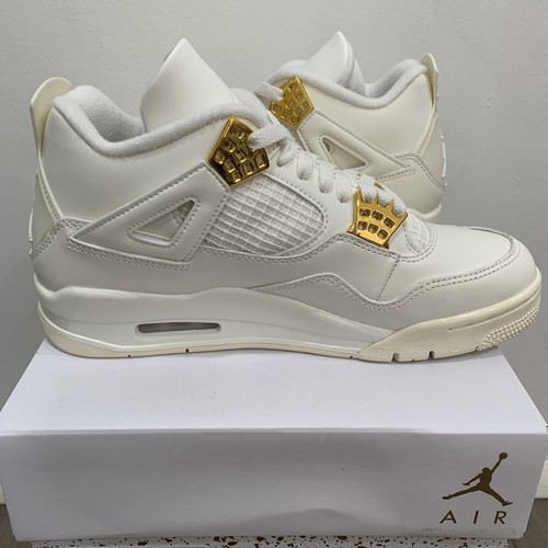 Pre-owned Jordan Air  4 Retro Metallic Gold 2024 Women Size 12w/10.5m Aq9129-170 In White