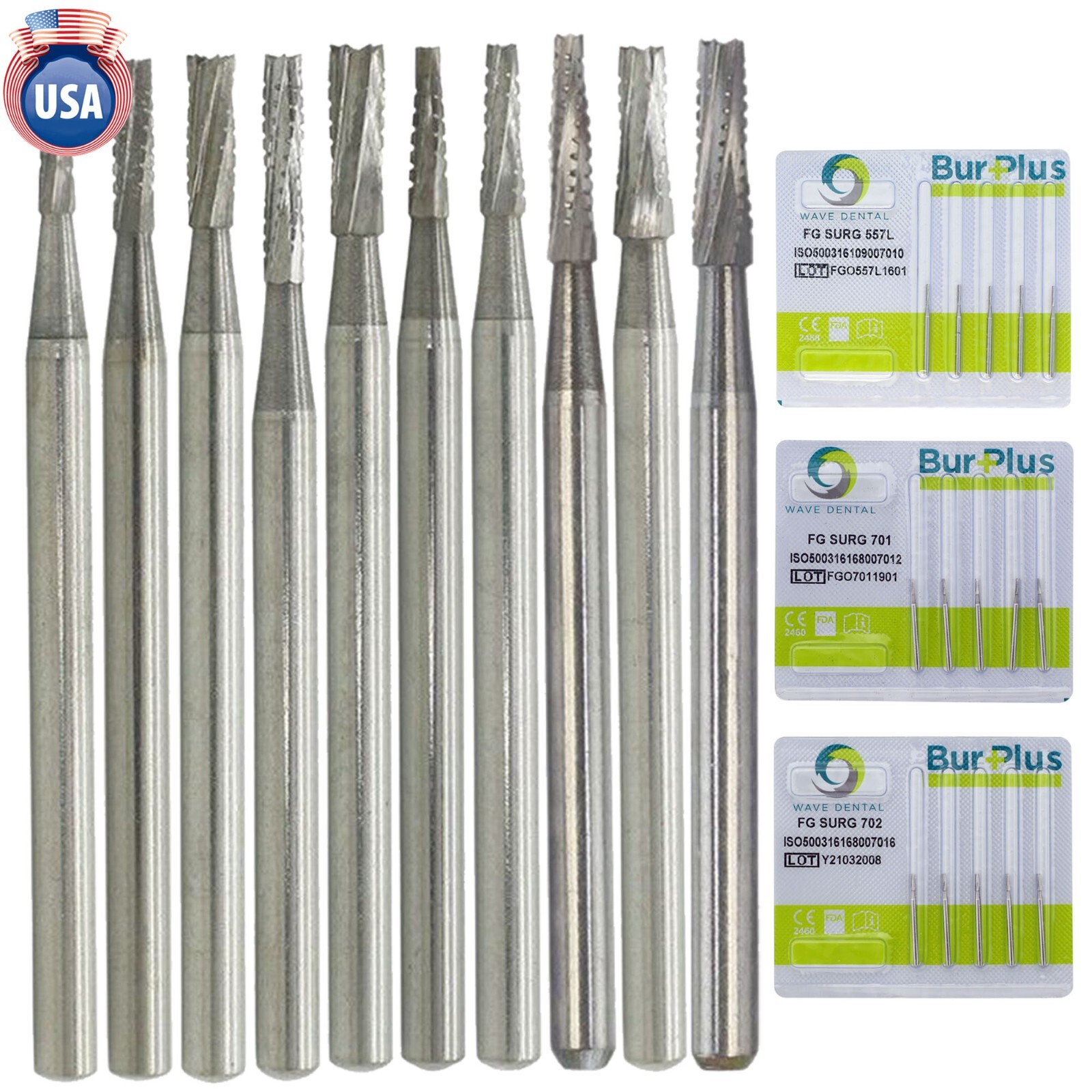 Wave Dental Carbide Surgical Length Long Bur 557 702 701 703 25mm For High Speed
