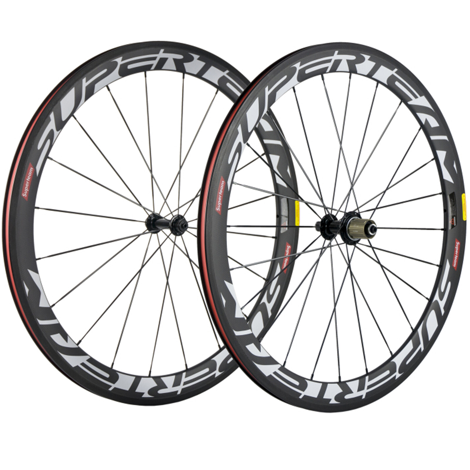 Superteam Road Bike Wheels 50mm Carbon Fiber Wheelset Clincher Bicycle Wheelset