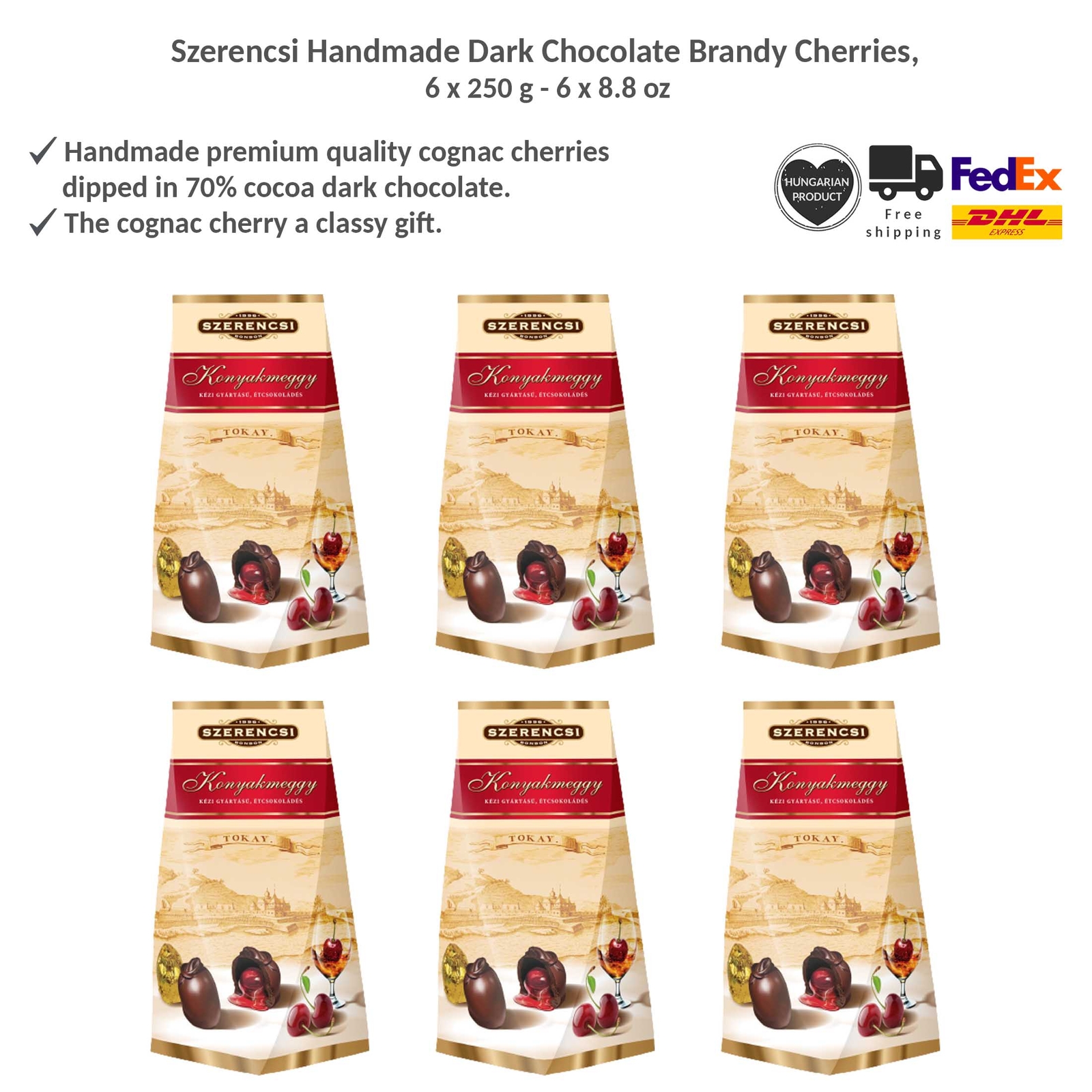 Chocolate Bonbon with Cognac Sour Cherry Szerencsi Hungarian
