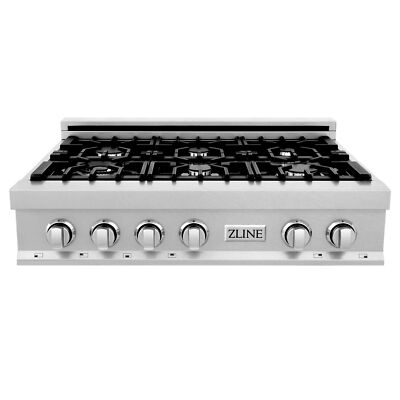 ZLINE 36'' PORCELAIN STOVETOP 6 Gas Burners SNOW STAINLESS STEEL  RTS-36
