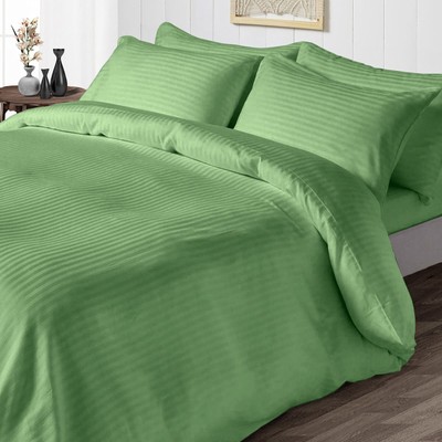1000TC Ideal Egyptian Cotton Duvet Collection Select Size Moss Stripes