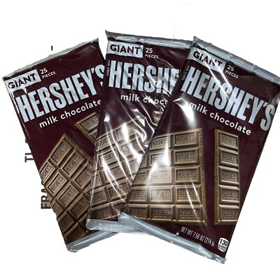 Hershey's Milk Chocolate Bar Giant Size 7.56 ounce Lot of 3  Exp: 03/2025 